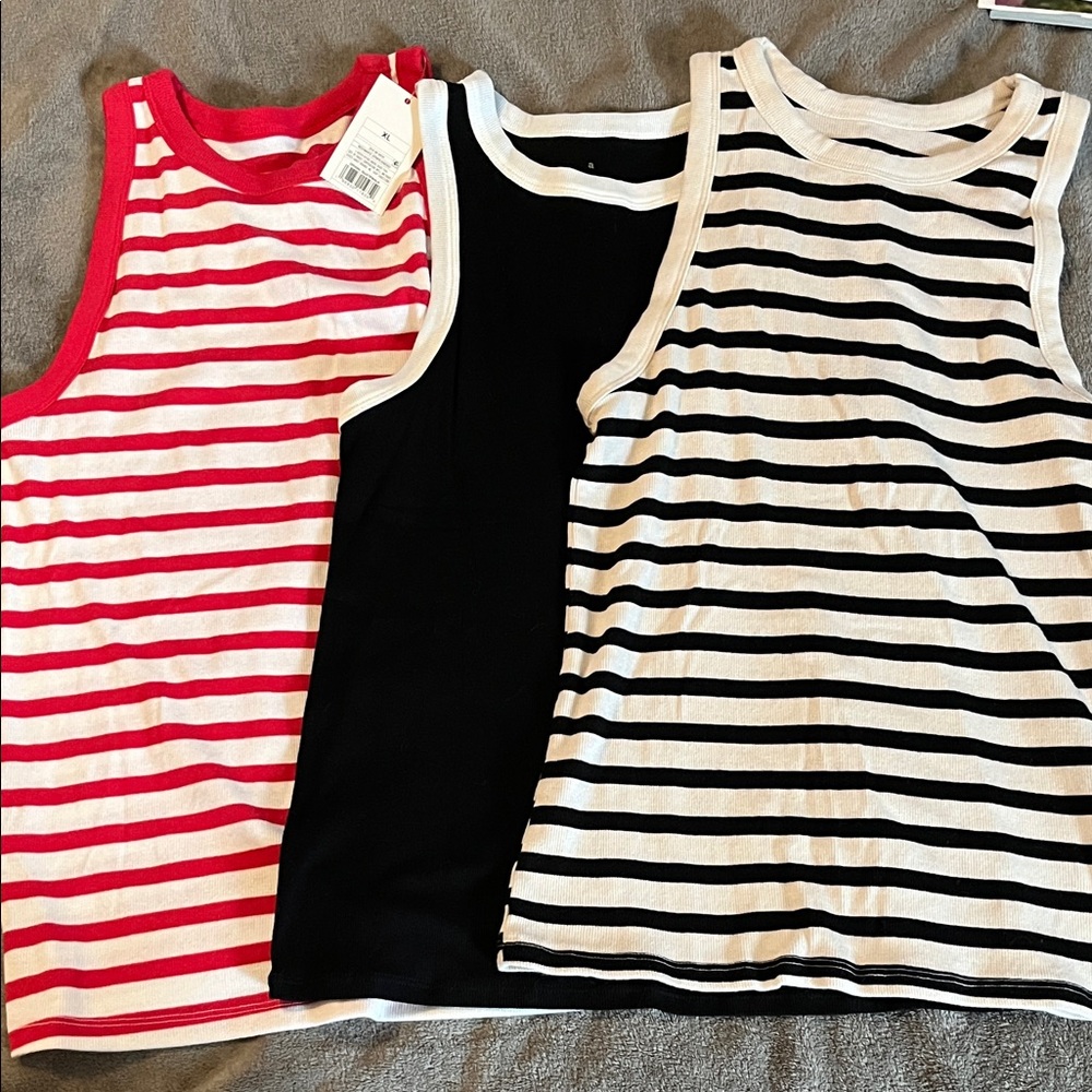 Racerback Tank Tops - Red, Black, and White- bundle of 3